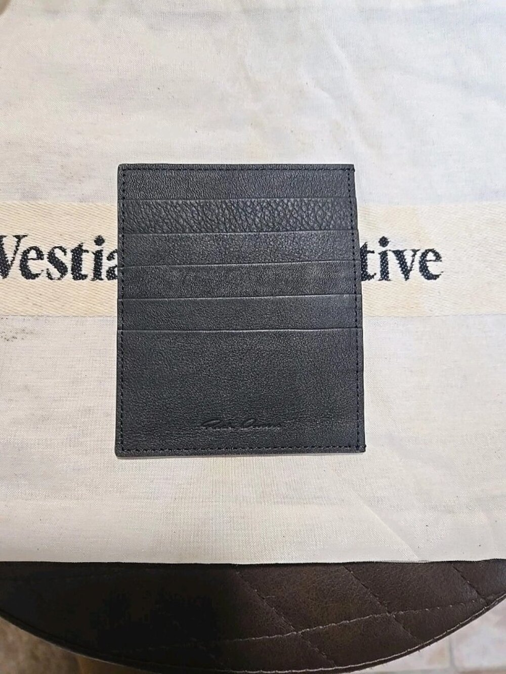 Rick Owens calfskin card holder Black